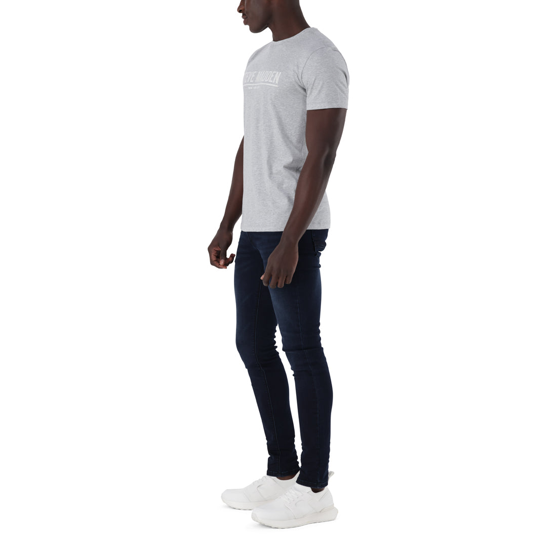 HARRISON CREW NECK LOGO TEE GREY MELANGE