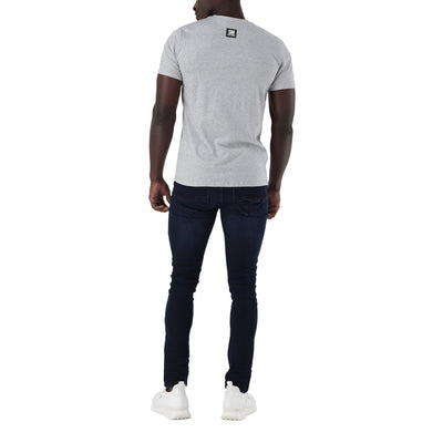 HARRISON CREW NECK LOGO TEE GREY MELANGE