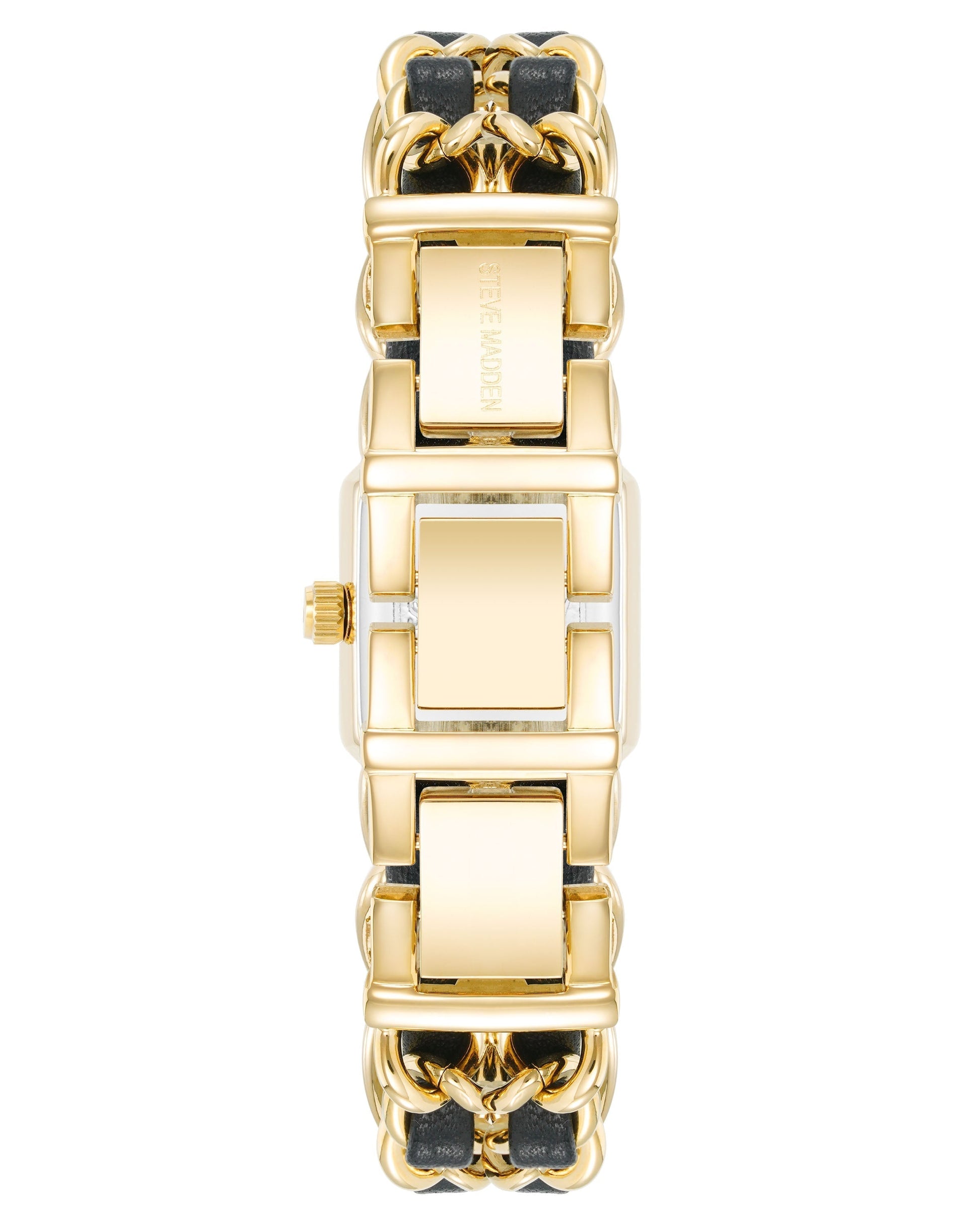 CHAIN WATCH AND BRACELET SET GOLD BLACK