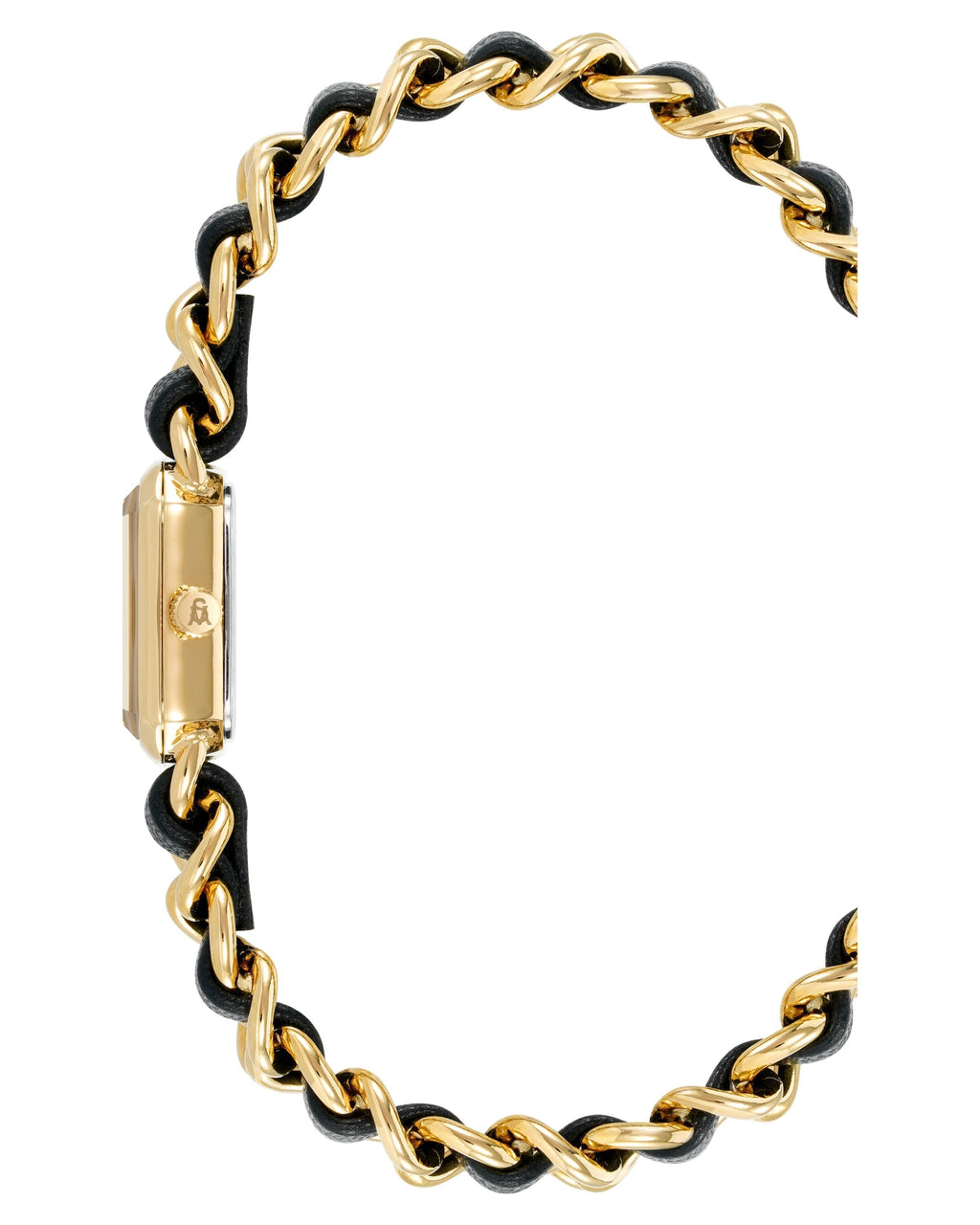 CHAIN WATCH AND BRACELET SET GOLD BLACK