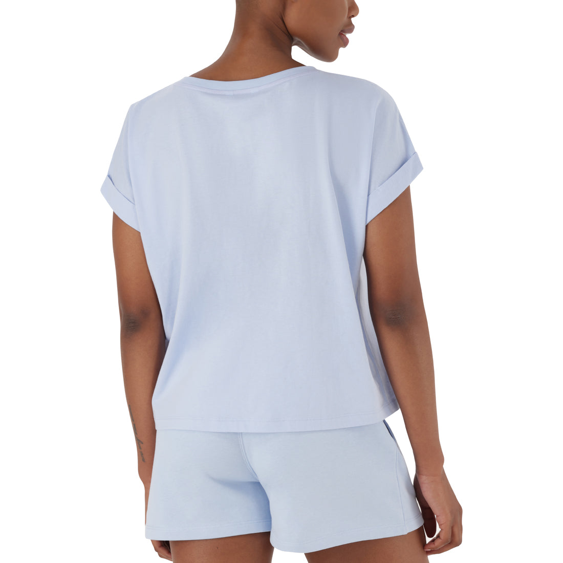 SOPHIA BOXY CRYSTAL LOGO TEE SORBET BLUE