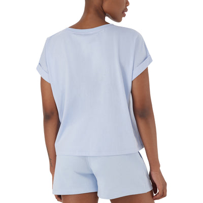 SOPHIA BOXY CRYSTAL LOGO TEE SORBET BLUE