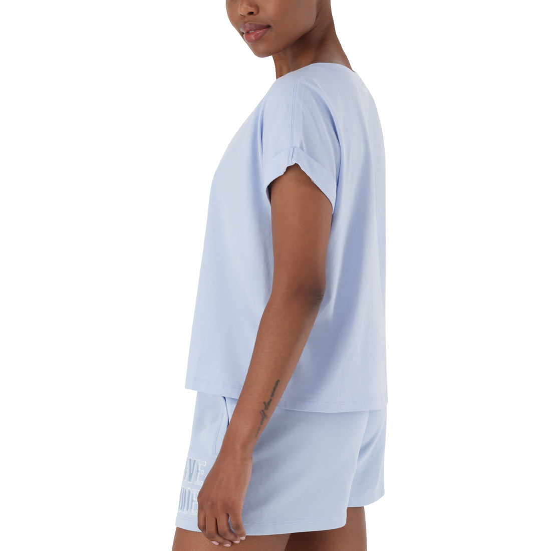 SOPHIA BOXY CRYSTAL LOGO TEE SORBET BLUE
