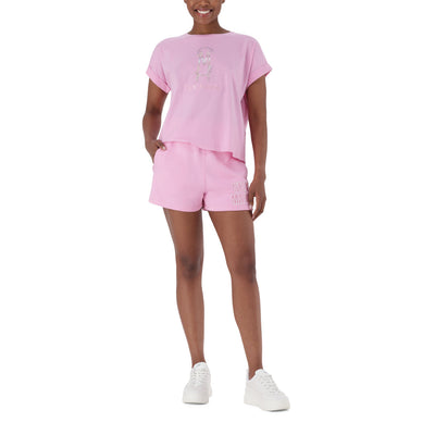 SOPHIA BOXY CRYSTAL LOGO TEE SORBET PINK