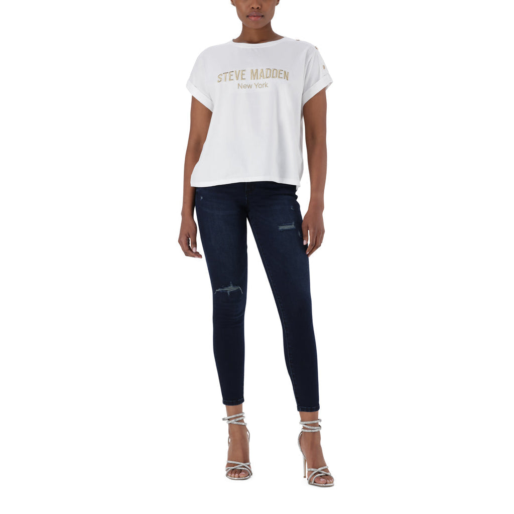 BLAIRE WHITE LOGO TEE WITH POPPERS