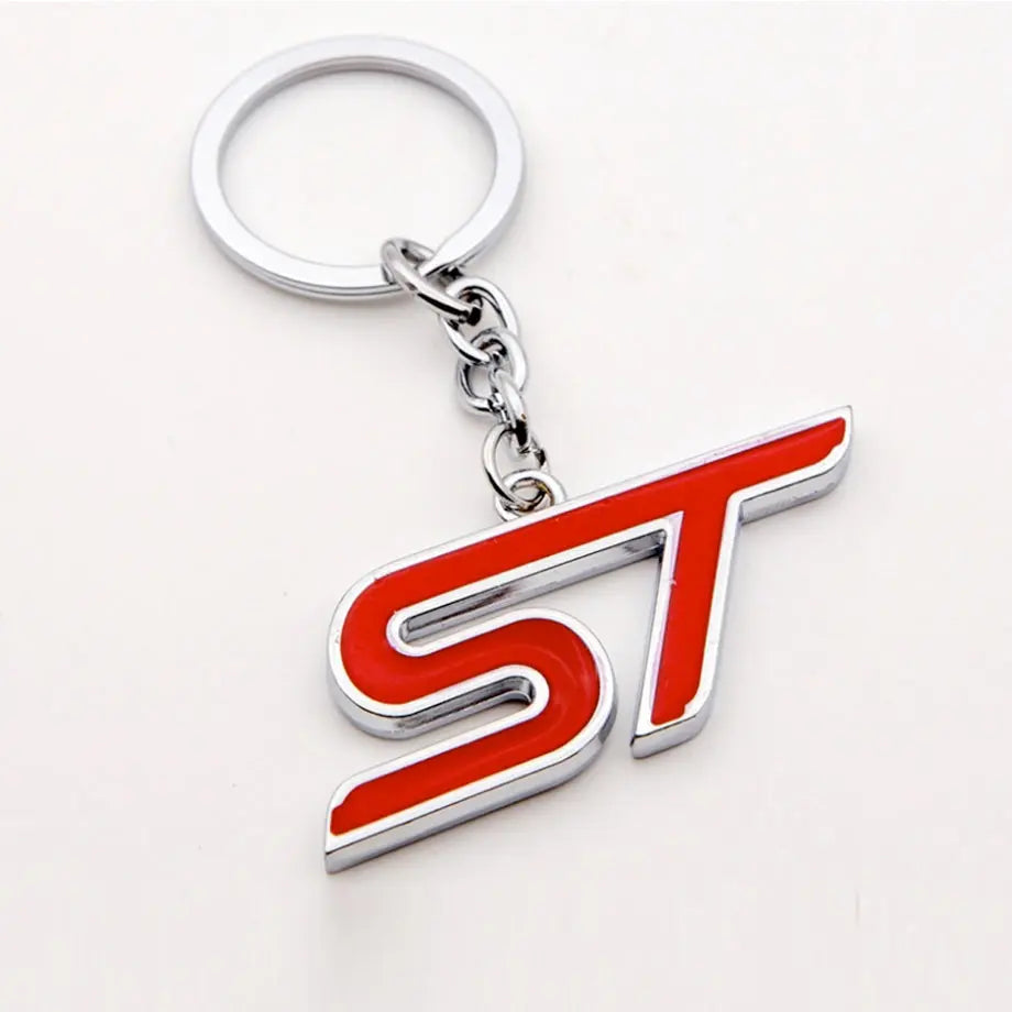ST Branded Chrome Key Ring (Red)