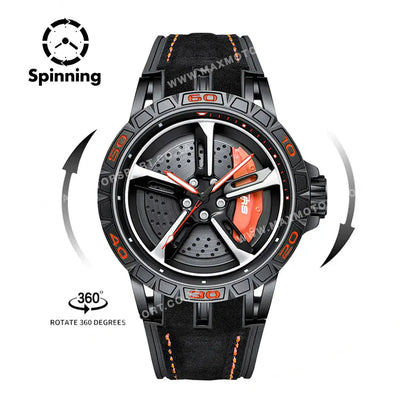 Sports Car Rim Wheel Watch - Audi RS7 Spinning Face