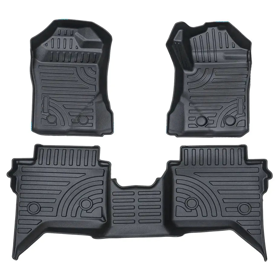 Suitable To Fit - Ranger Next Gen (22-On) Double-Cab Moulded TPE Rubber Floor Mats (3-Piece)