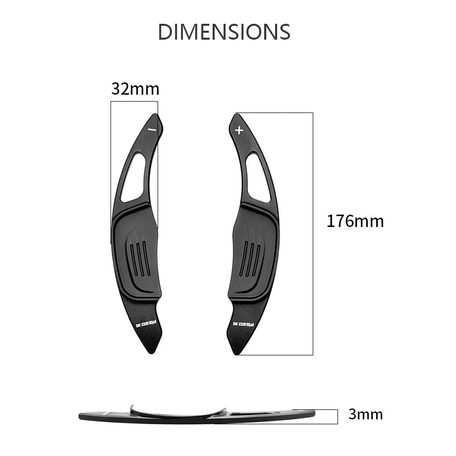 Suitable To Fit - VW Golf 7 GTI / R Aluminium Paddle Shift Extensions (Black)