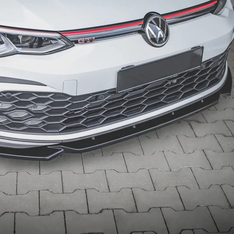 Suitable To Fit - VW Golf 8 GTI Maxton Style 1-Piece Gloss Black Front Spoiler