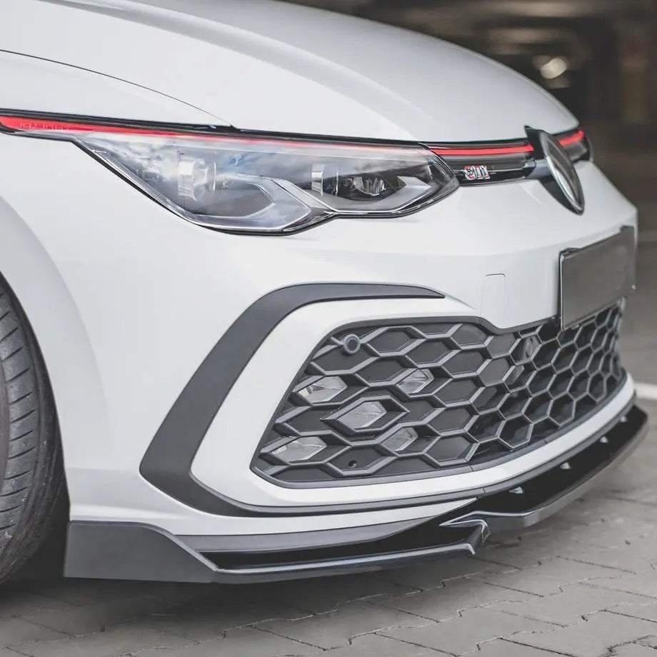 Suitable To Fit - VW Golf 8 GTI Maxton Style 1-Piece Gloss Black Front Spoiler