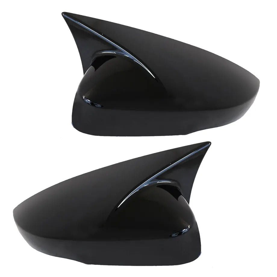 Suitable To Fit - VW Polo 6 Gloss Black Wing Style Stick-On Mirror Covers (10-On)