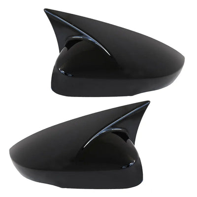 Suitable To Fit - VW Polo 6 Gloss Black Wing Style Stick-On Mirror Covers (10-On)