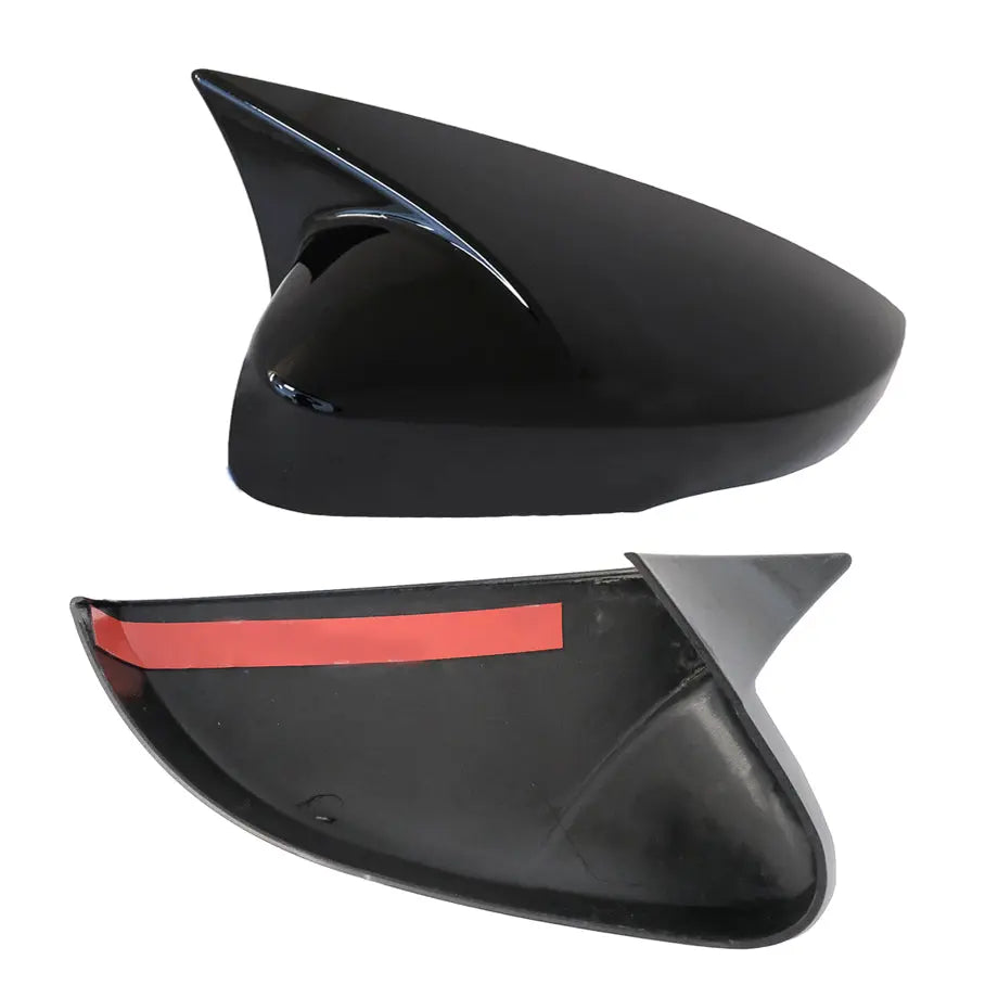 Suitable To Fit - VW Polo 6 Gloss Black Wing Style Stick-On Mirror Covers (10-On)