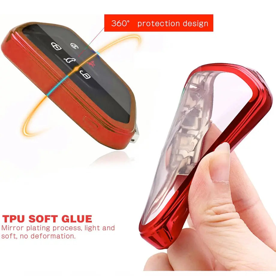 Suitable To Fit- VW Golf 8 Soft Shell Key Case Cover - Red