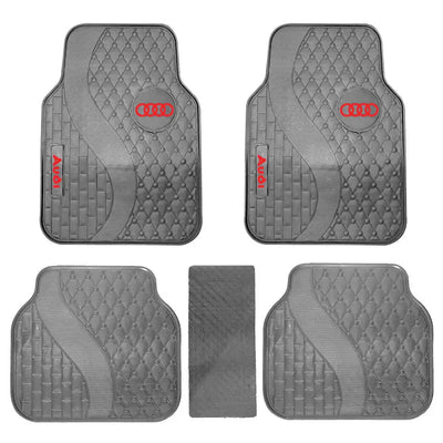 Suitable To Fit - Audi 5-Piece Rubber Car Mats (Red)