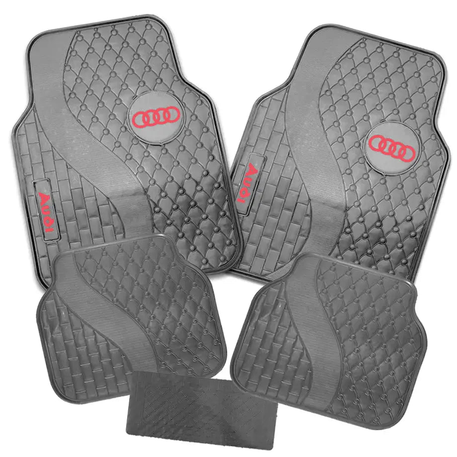 Suitable To Fit - Audi 5-Piece Rubber Car Mats (Red)