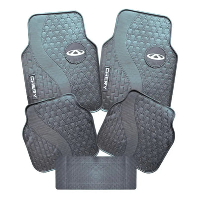 Suitable To Fit - Cherry 5-Piece Rubber Car Mats (White)