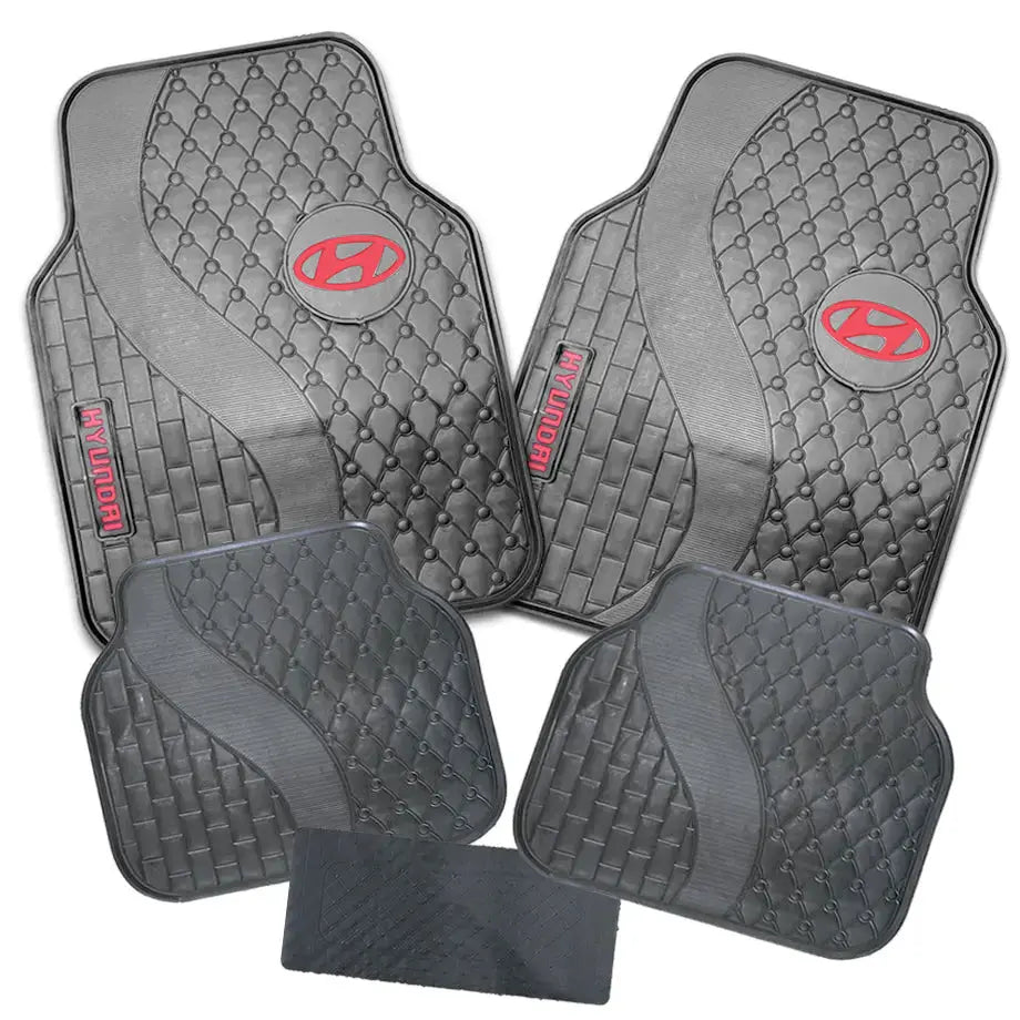 Suitable To Fit - Hyundia 5-Piece Rubber Car Mats (Red)