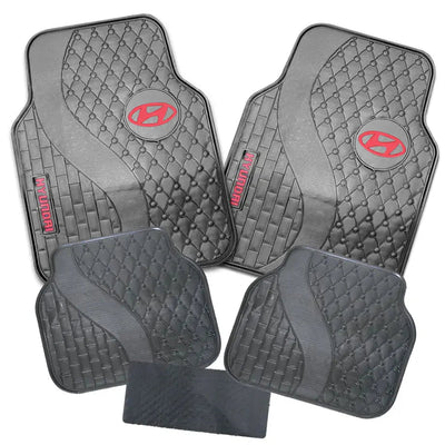 Suitable To Fit - Hyundia 5-Piece Rubber Car Mats (Red)
