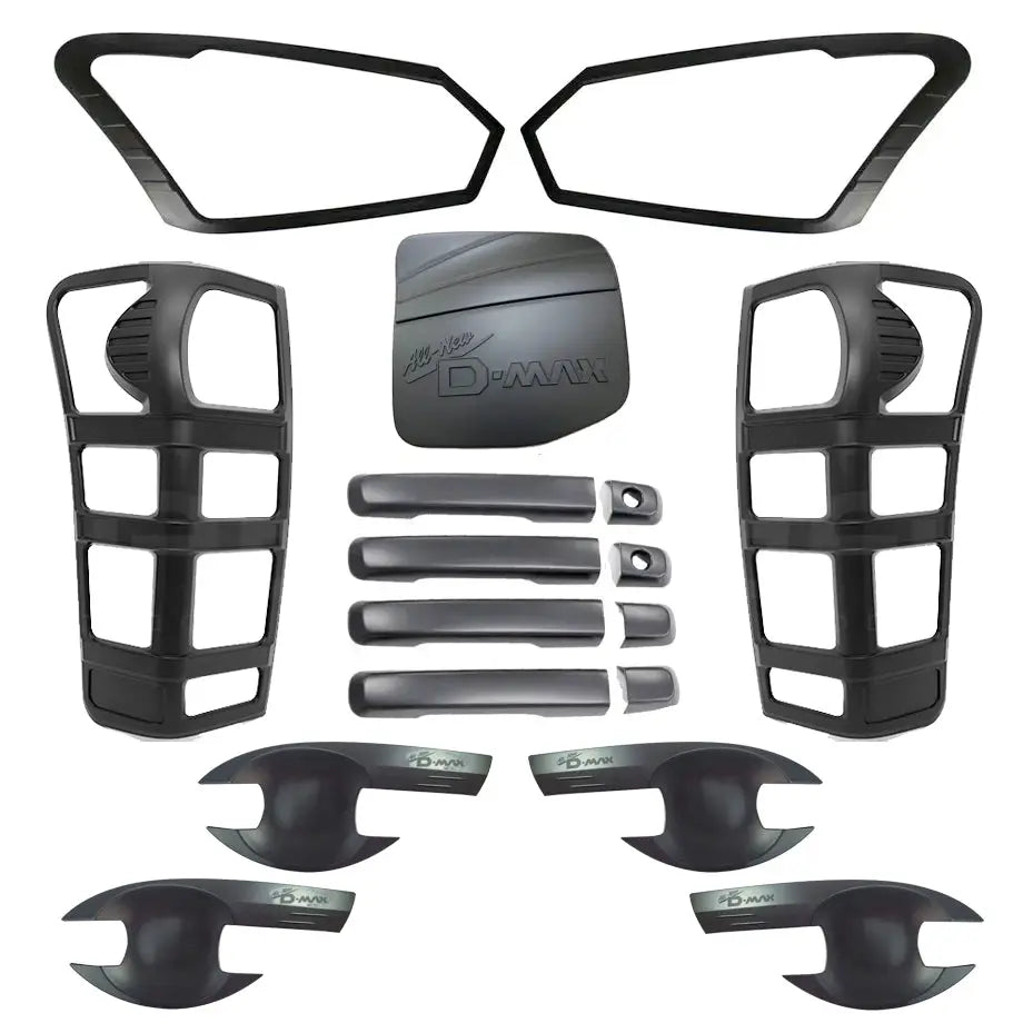 Suitable To Fit - Isuzu D-Max (17-21) Matte Black Accessories Kit (17-Piece)