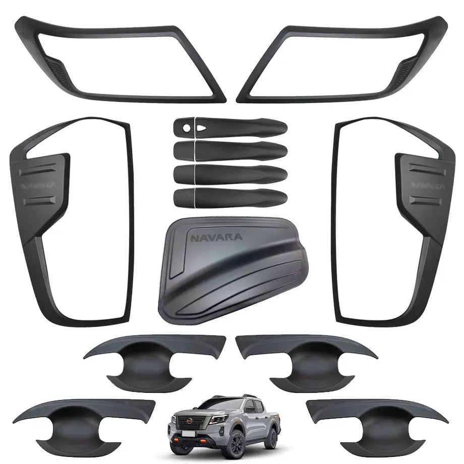 Suitable To Fit - Nissan Navara (21-On) Matte Black Accessories Kit (17-Piece)