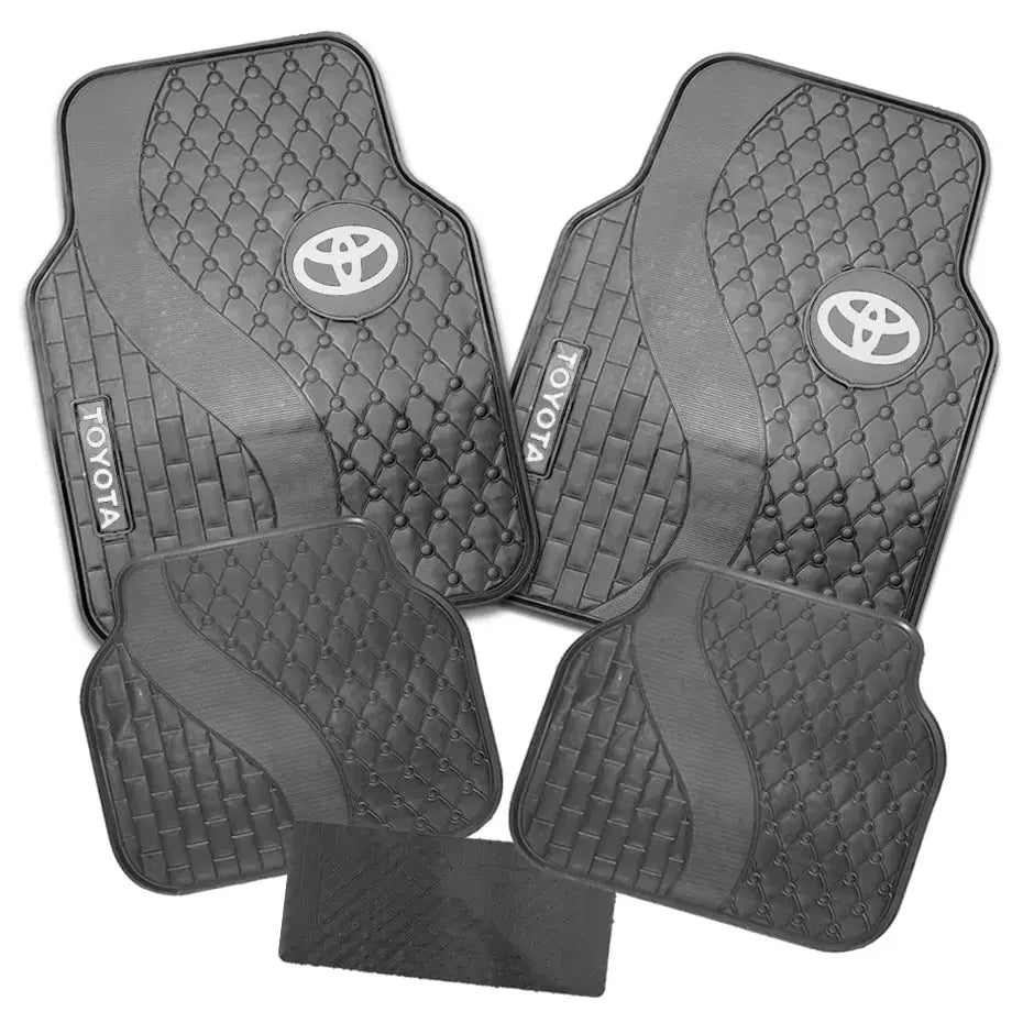 Suitable To Fit - Toyota 5-Piece Rubber Car Mats (White)