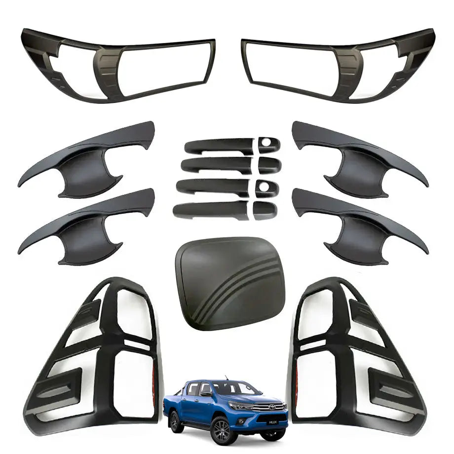 Suitable To Fit - Toyota Hilux (15-19) Matte Black Accessory Kit (17-Piece)