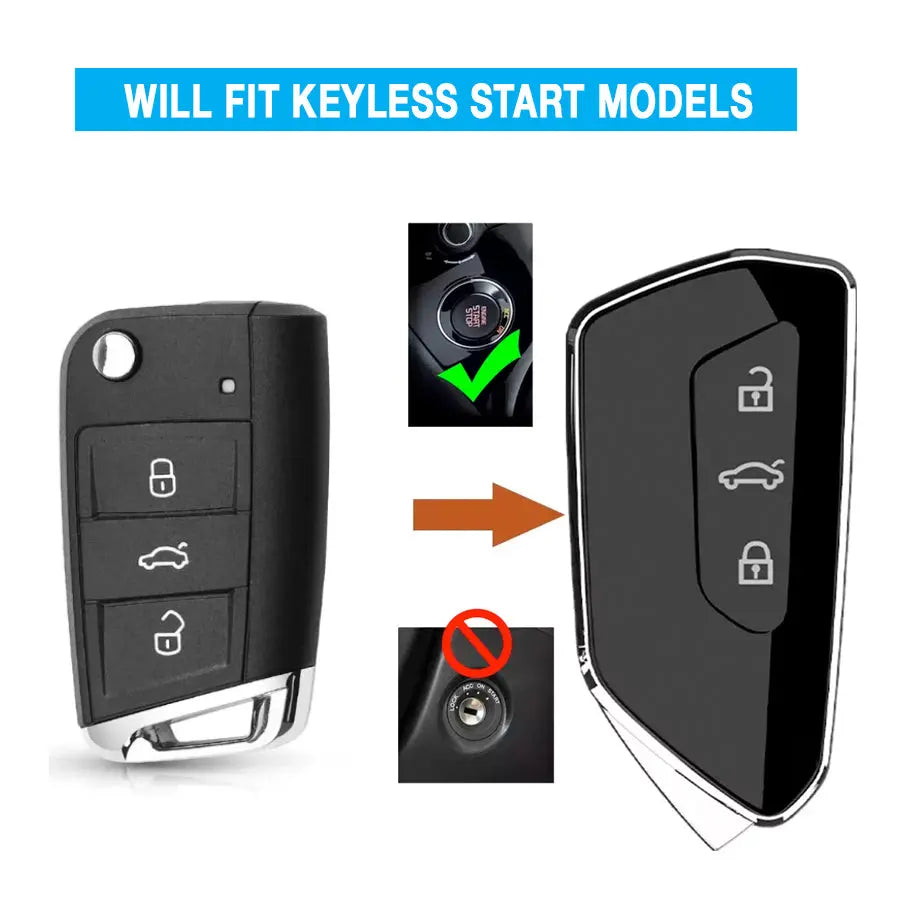 Golf 8 Style 3-Button Keyless Entry Conversion Key