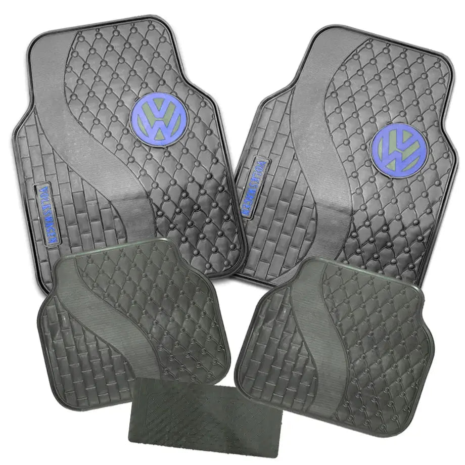 Suitable To Fit - VW 5-Piece Rubber Car Mats (Blue)