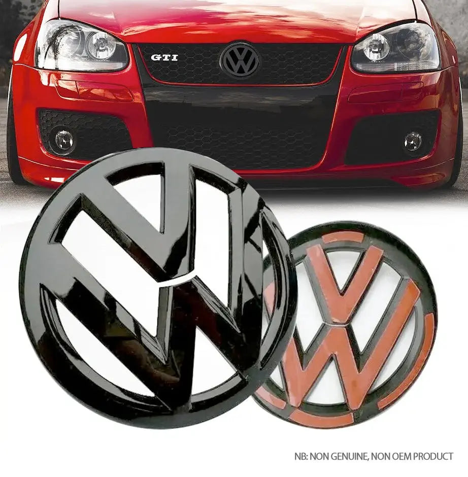 Suitable To Fit - V-W Golf 5  Gloss Black Stick On Emblem Badge Cover (Pair)