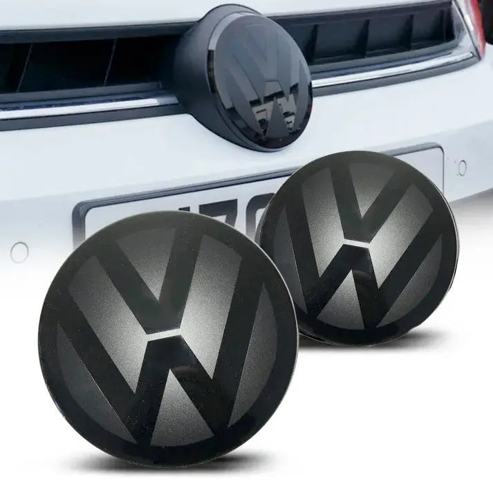 Suitable To Fit - V-W Golf 7 Smoked Black Stick On Emblem Badge Cover (Pair)