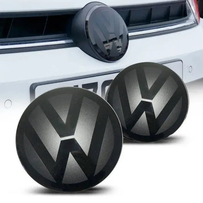 Suitable To Fit - V-W Golf 7 Smoked Black Stick On Emblem Badge Cover (Pair)
