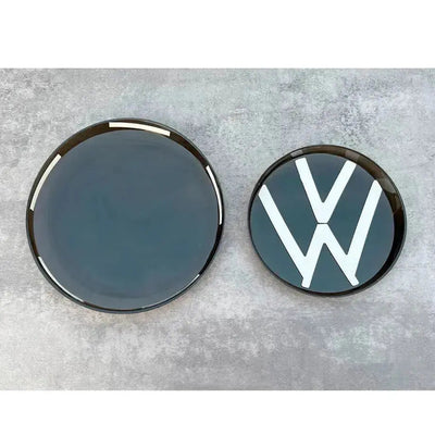 Suitable To Fit - V-W Golf 7 Smoked Black Stick On Emblem Badge Cover (Pair)