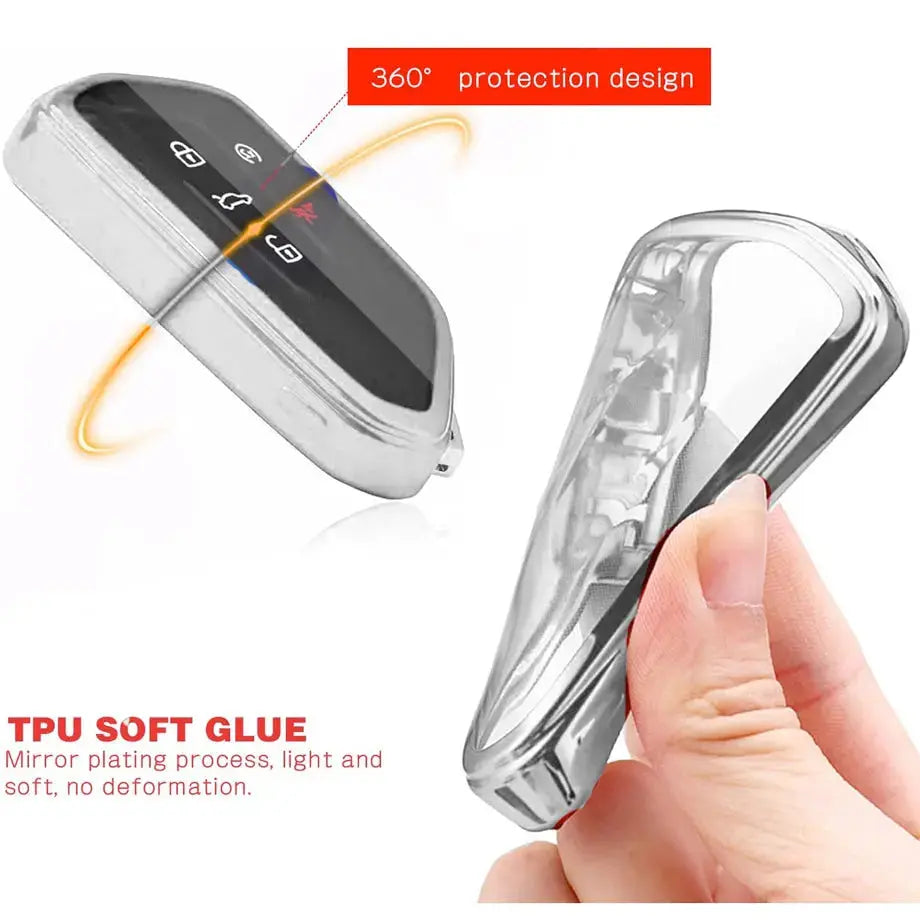 Suitable To Fit- VW Golf 8 Soft Shell Key Case Cover - Silver