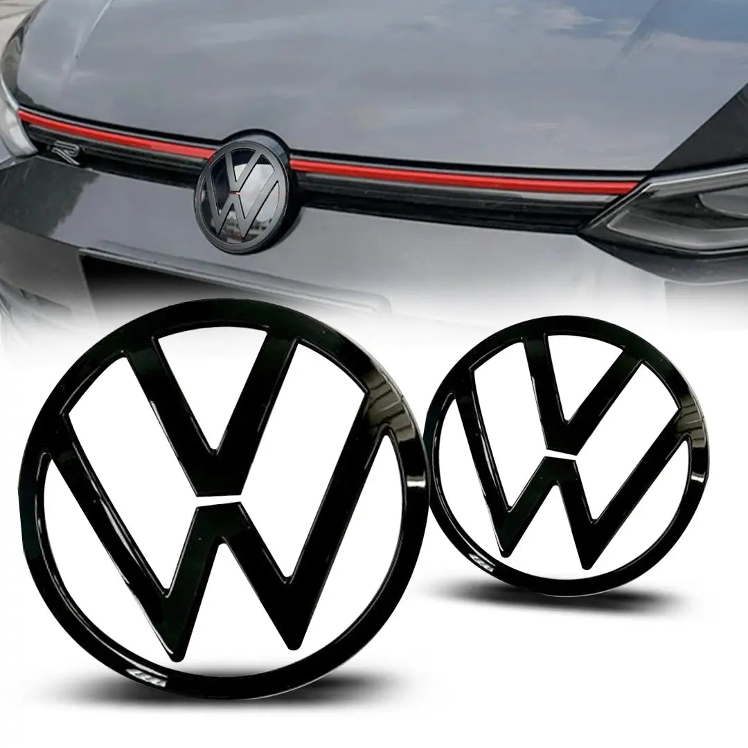 Suitable To Fit - V-W Golf 8 Gloss Black Stick On Emblem Badge Cover (Pair)
