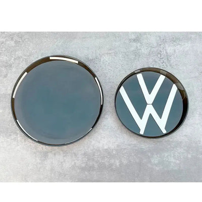 Suitable To Fit - V-W Polo 8 Life (23-On) Smoked Black Stick On Emblem Badge Cover (Pair)