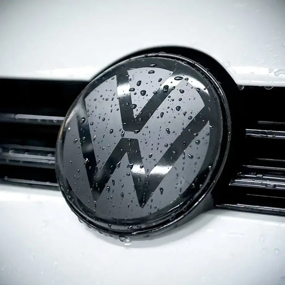 Suitable To Fit - V-W Polo 8 Life (23-On) Smoked Black Stick On Emblem Badge Cover (Pair)