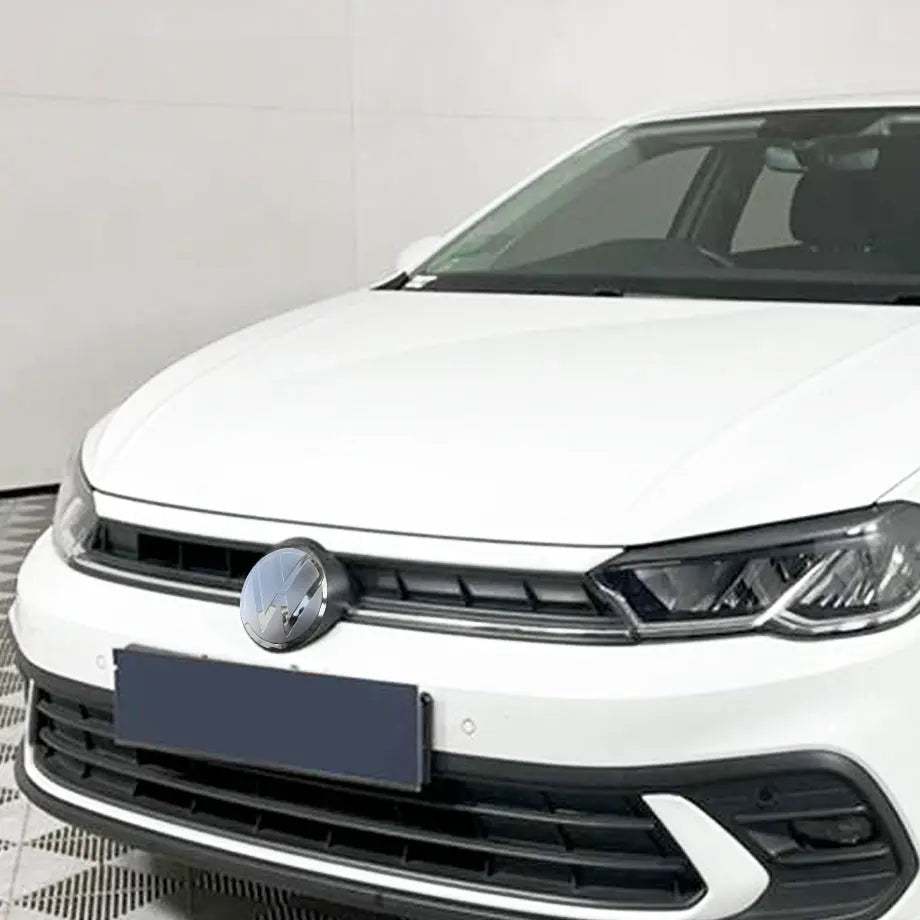 Suitable To Fit - V-W Polo 8 Life (23-On) Smoked Black Stick On Emblem Badge Cover (Pair)