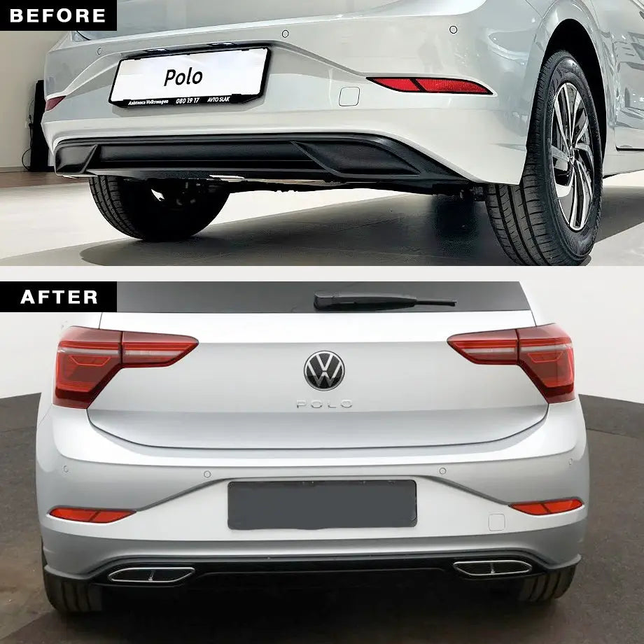 Suitable To Fit - VW Polo 8 Life (23-On) Gloss Black R-Line Style Rear Diffuser