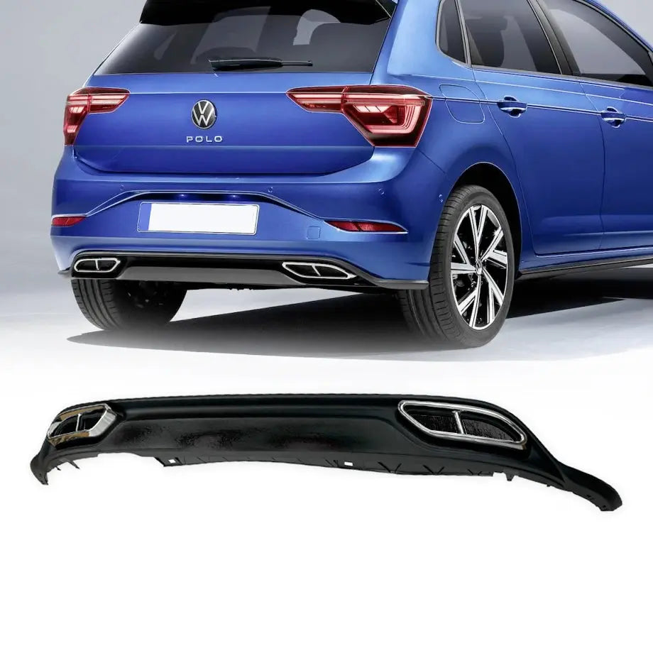 Suitable To Fit - VW Polo 8 Life (23-On) Gloss Black R-Line Style Rear Diffuser