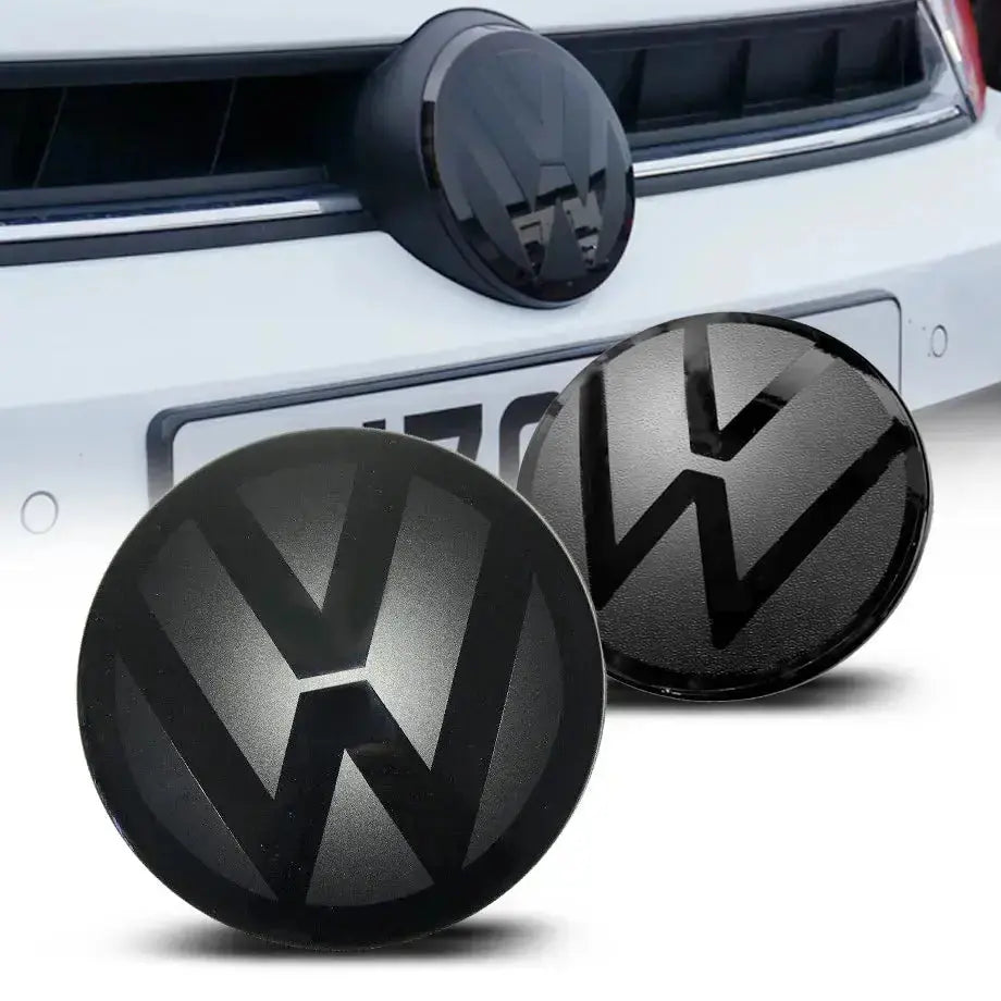 Suitable To Fit - V-W Polo 8AW Smoked Black Stick On Emblem Badge Cover (Pair)