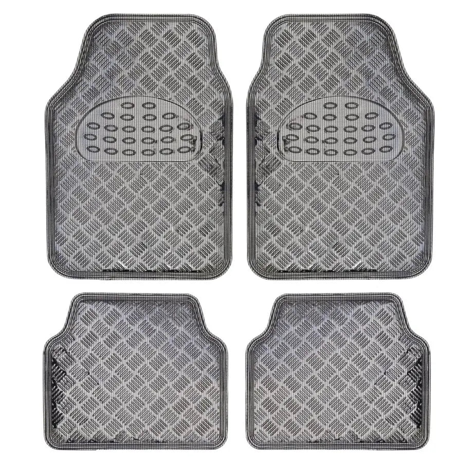 Universal 4-Piece Chrome Carbon Look Racing Mats