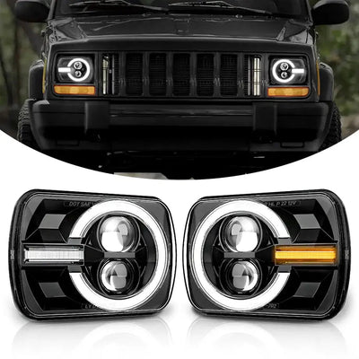 Universal 7 Inch Bronco Style LED Projector Square Headlights