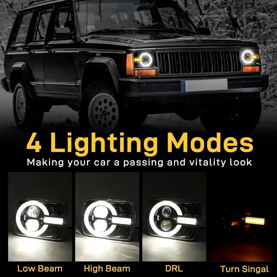 Universal 7 Inch Bronco Style LED Projector Square Headlights