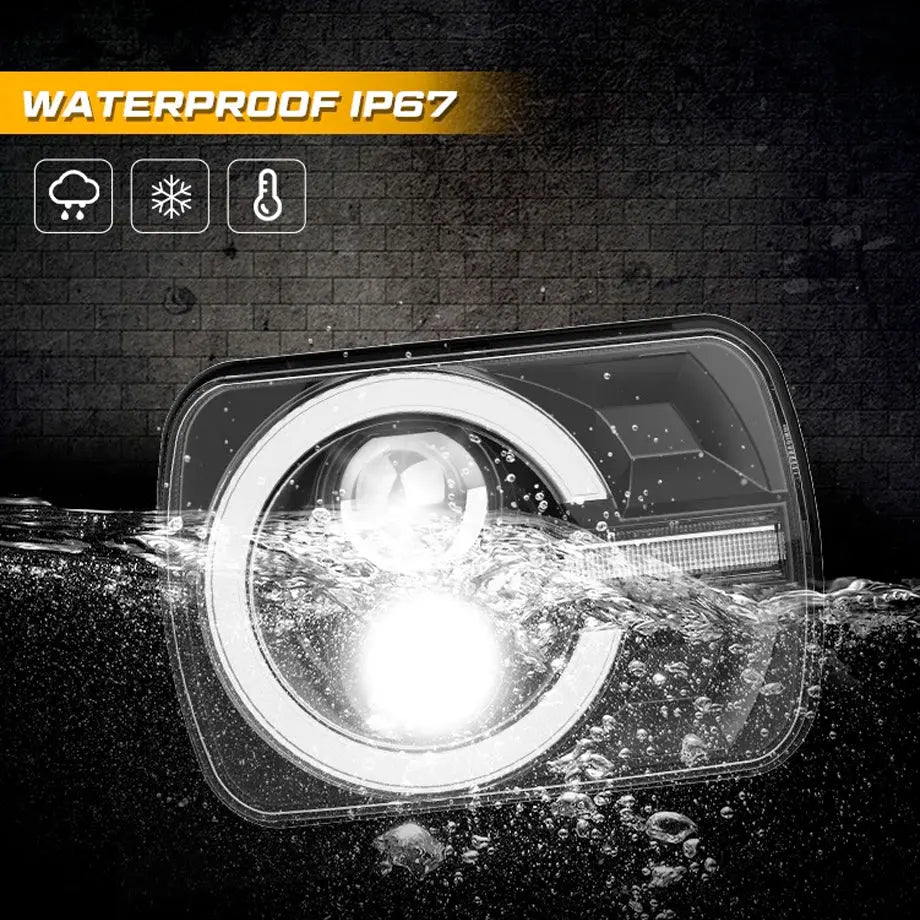 Universal 7 Inch Bronco Style LED Projector Square Headlights