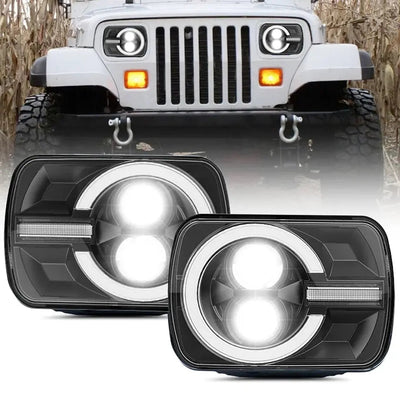 Universal 7 Inch Bronco Style LED Projector Square Headlights