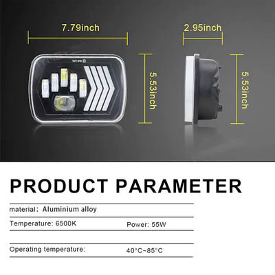 Universal 7 Inch Dual Function LED Projector Square Headlight