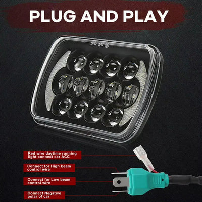 Universal 7 Inch Dual Function LED Projector Square Headlight