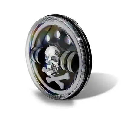 Universal 7 Inch - Jeep Style LED Angel Eye Projector Skull Headlight